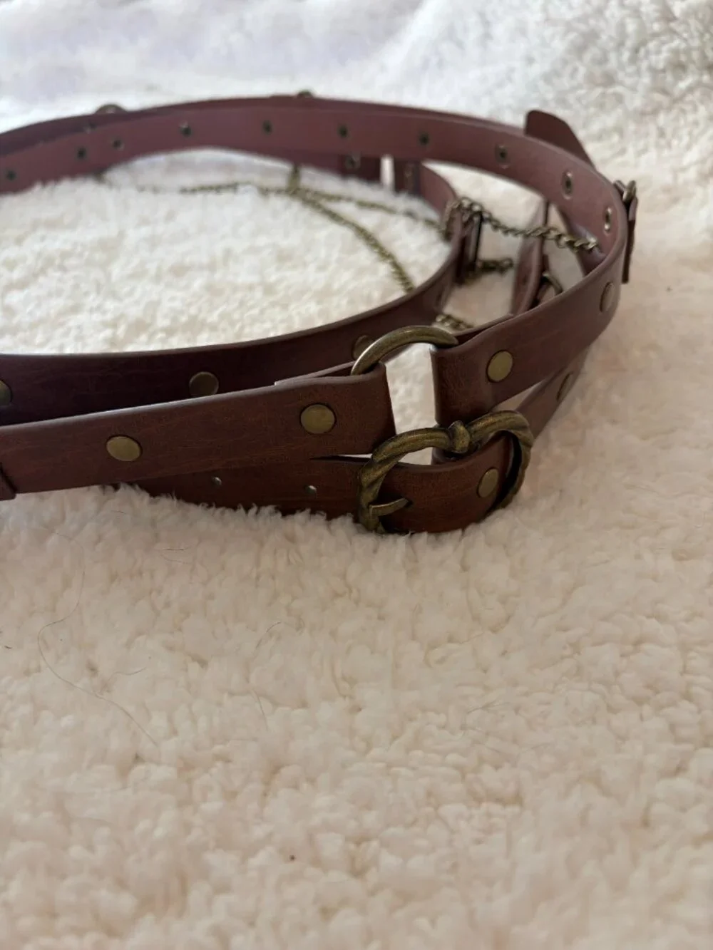 Medieval Faux Leather Metal Chain Belt